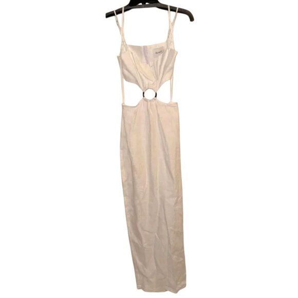 Revolve Rumer Small Linen Avalon Tortoise Ring Cutout Maxi White Dress MSRP 329 - Picture 2 of 10